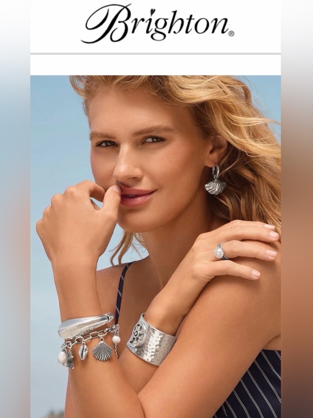 🆕🌙🧜♀️Brighton LUNAR TIDE Silver PEARL Seashell Charm Bracelet!